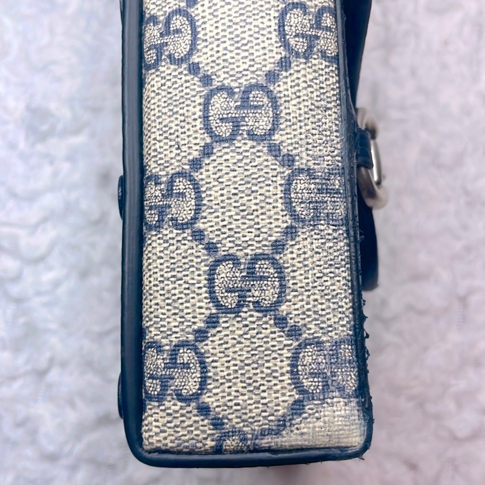 Gucci GG Guccissima 1955 Horsebit Mini Rectangle Crossbody Bag Navy Beige 625615 - Picture 8 of 17